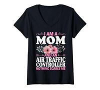Women's I'm a Mom and an Air Traffic Controller Air Traffic Control V-Neck T-Shirt