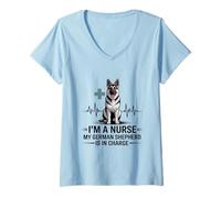 Women's I'm A Nurse My German Shepherd is in Charge V-Neck T-Shirt
