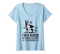 Women's I'm A Nurse My German Shepherd is in Charge V-Neck T-Shirt