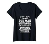 Womens I'm a Pampered, Grumpy Old Man - Great Woman, Born in August V-Neck T-Shirt