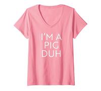 Womens I'm A Pig Duh Easy Halloween Costume Shirt V-Neck T-Shirt
