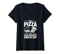 Women's I'm a Pizza and Chicken Nuggets Kind of Guy V-Neck T-Shirt