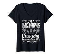 Women's I'm A Plantaholic Funny Saying Gardening Plants Lover V-Neck T-Shirt