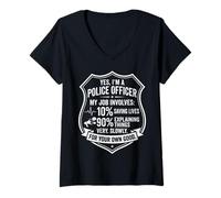 Women's I'm a Police Officer Badge Design - Explaining Things Slowly V-Neck T-Shirt