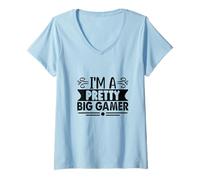 Womens I'm a Pretty Big Gamer Funny Gaming Quotes V-Neck T-Shirt