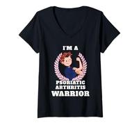 Women's I'm a PsA Warrior Psoriatic Arthritis Awareness V-Neck T-Shirt
