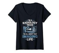 Womens I'm a radiology tech I'm all about that Radiologist V-Neck T-Shirt
