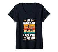 Womens I'm A Scaffolder - I Get Paid to Get High - Scaffolding V-Neck T-Shirt