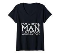 Women's Im a Simple man I Like Boobs and Playing Golf T Shirt V-Neck T-Shirt