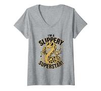Womens Im A Slippery Superstar Snake Microphone Vibe V-Neck T-Shirt