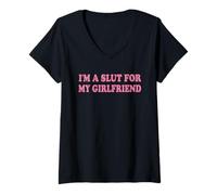 Womens I'm A Slut for My Girlfriend, Valentines Day V-Neck T-Shirt