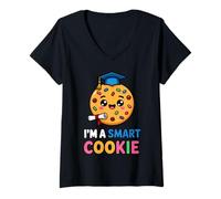 Womens I'm A Smart Cookie Funny Cute First Day Of School Elementary V-Neck T-Shirt