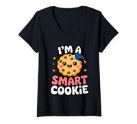 Womens I'm A Smart Cookie Funny Cute First Day Of School Elementary V-Neck T-Shirt