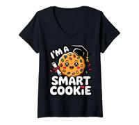 Womens I'm A Smart Cookie Funny Cute First Day Of School Elementary V-Neck T-Shirt