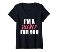 Womens I'm a Sucker for You - Funny Saying Sarcastic Cute Cool V-Neck T-Shirt