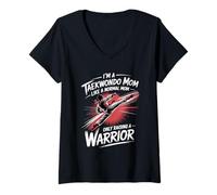 Womens I'm A Taekwondo Mom Only Raising A Warrior V-Neck T-Shirt