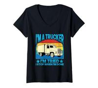Women's I'm a Trucker I Stop When I'm Done Vintage Truck V-Neck T-Shirt