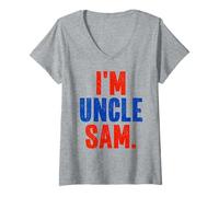 Womens I'm a Uncle Sam Funny Instant Lazy Halloween Costume Party V-Neck T-Shirt