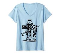 Womens Im A Veteran I Served Veteran Dad Retro Veteran Shirt V-Neck T-Shirt