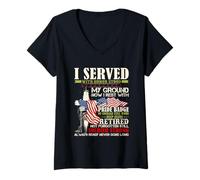 Womens Im A Veteran I Served Veteran Dad Retro Veteran Shirt V-Neck T-Shirt
