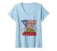 Womens Im A Veteran I Served Veteran Dad Retro Veteran Shirt V-Neck T-Shirt