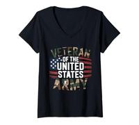 Womens Im A Veteran I Served Veteran Dad Retro Veteran Shirt V-Neck T-Shirt