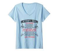 Womens I'm A Veteran - Veteran's Creed V-Neck T-Shirt