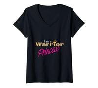 Womens I'm a Warrior Princess Authentic Apparel for Strong Women V-Neck T-Shirt