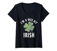 Womens I'm A Wee Bit Irish Shirt Funny Saint Patricks Day Gift V-Neck T-Shirt