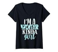 Womens I'm A Winter Kinda Girl Funny Ugly Xmas Sweater Women Girls V-Neck T-Shirt