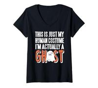 Womens I'm Actually a Ghost This is Just My Human Look V-Neck T-Shirt