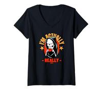 Womens I'm Actually Really Nice (Funny Graphic) V-Neck T-Shirt