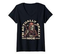 Womens I'm Actually Really Nice Grim Reaper Angel Of Death Matching V-Neck T-Shirt