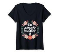 Women's I'm Allegedly Handling It Coping Sarcasm - V-Neck T-Shirt