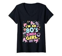 Womens I'm An 80's Kinda Girl Flashback to Fun Times Design V-Neck T-Shirt