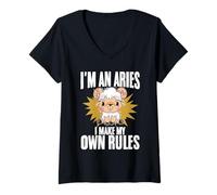 Womens I'm an Aries - I Make My Own Rules Horoscope Zodiac Sign V-Neck T-Shirt