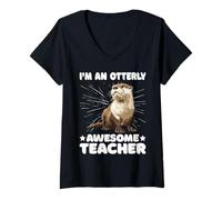 Womens I'm an Otterly Awesome Teacher Class Educator - V-Neck T-Shirt