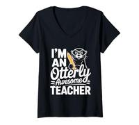 Womens I'm an Otterly Awesome Teacher Class Educator - V-Neck T-Shirt