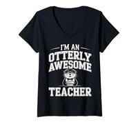 Womens I'm an Otterly Awesome Teacher Class Educator ||- V-Neck T-Shirt