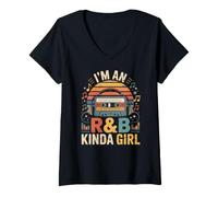 Women's Im an R&B Kinda Girl Retro Music Lover V-Neck T-Shirt