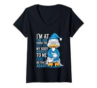 Womens I'm at Age Where Next Day My Body Whispers, Funny Duck Aging V-Neck T-Shirt