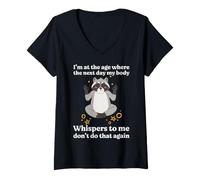 Women's I'm at the Age Where My Body Whispers Don't Do that Again V-Neck T-Shirt
