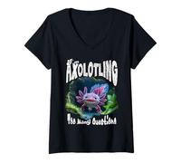 Womens I'm AXOLOTLING Too Many Questions Knowledge Hungry Bookworm V-Neck T-Shirt