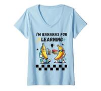 Womens I'm bananans for learning back to school teacher, student V-Neck T-Shirt