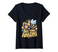 Womens Im Beeyond Amazing Cute Bee Quote V-Neck T-Shirt