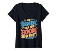 Womens I'm Bigger Than You Boom Now What Math Numbers Joke V-Neck T-Shirt