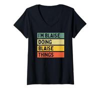 Womens I'm Blaise Doing Blaise Things Funny Personalized Quote V-Neck T-Shirt