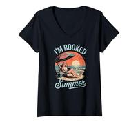Women's Im Booked for The Summer Reading Beach Vibes V-Neck T-Shirt