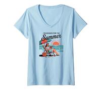 Women's Im Booked for The Summer Reading Beach Vibes V-Neck T-Shirt