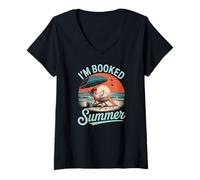 Women's Im Booked for The Summer Reading Beach Vibes V-Neck T-Shirt